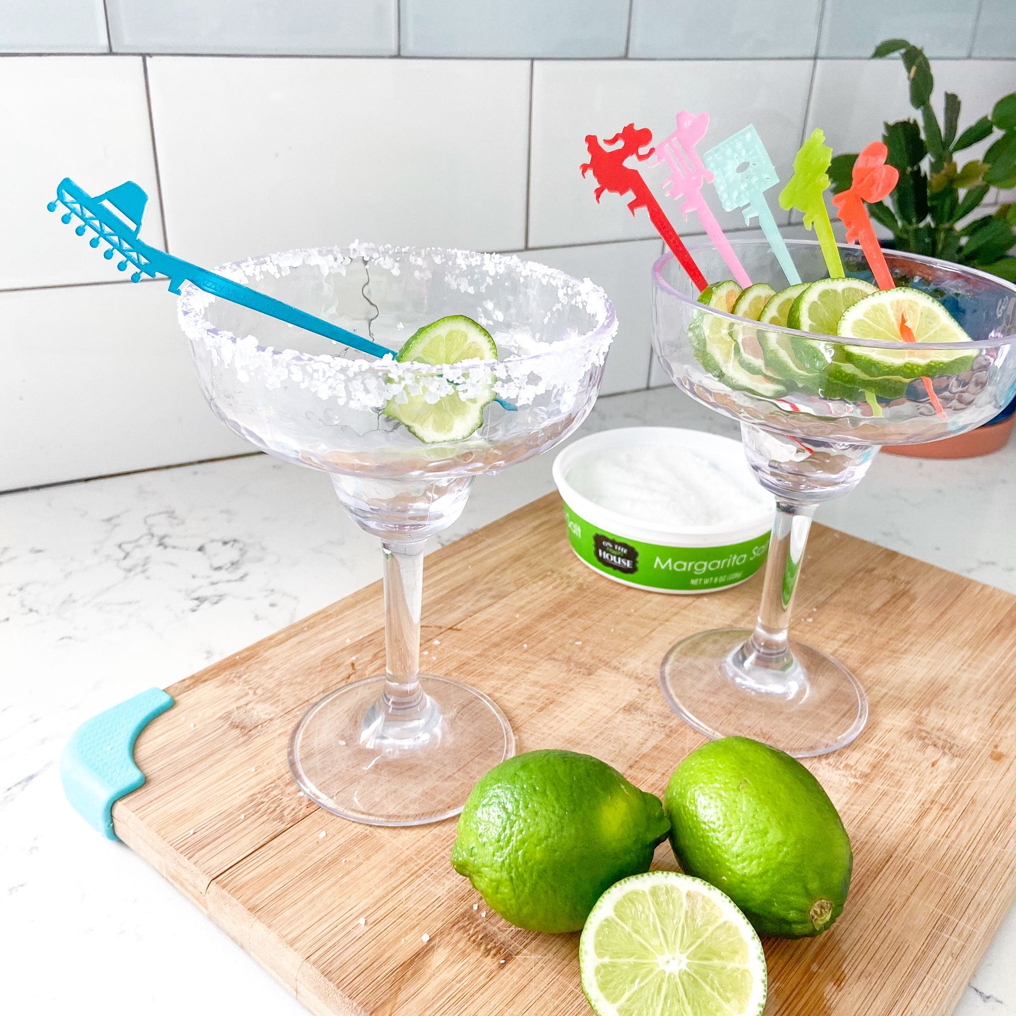 Hand Blown Glass Swizzle Sticks For Cocktail Drinks Stirrer Tropical Fiesta  Set Of 5 (Cinco de Mayo, 5)